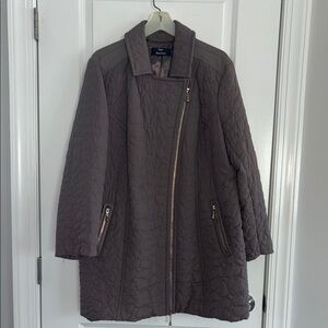 Dennis Basso Brown Puffer Jacket Asymmetrical Zip